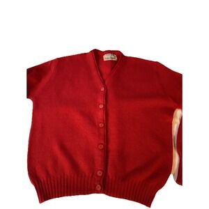 Vintage‎ 1970's Bobbie Brooks Cardigan Red 100% Wool Made In USA